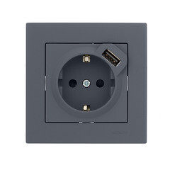 Розетка Lezard Vesna встраиваемая графит с USB-A (742-3488-181) - фото 3