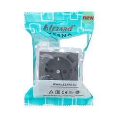 Розетка Lezard Vesna встраиваемая графит с USB-A (742-3488-181) - фото 2