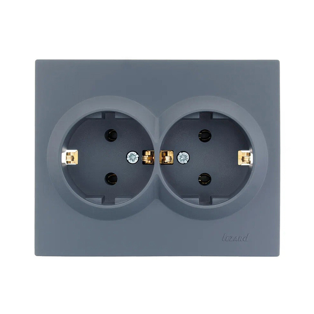 Изображение товара Розетка Lezard Vesna встраиваемая графит IP20 2 гнезда