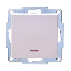 Выключатель Lezard Vesna одноклавишный встраиваемый крем с подсветкой (742-0388-111) - фото 1