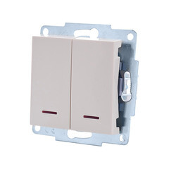 Выключатель Lezard Vesna двухклавишный встраиваемый крем с подсветкой (742-0388-112) - фото 3