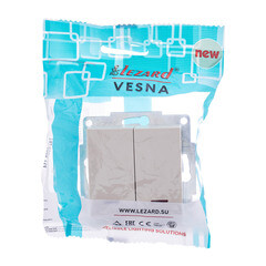 Выключатель Lezard Vesna двухклавишный встраиваемый крем с подсветкой (742-0388-112) - фото 2