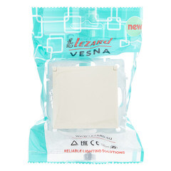 Розетка Lezard Vesna встраиваемая крем с крышкой (742-0388-123B) - фото 2