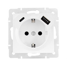 Изображение товара Розетка Lezard Vesna встраиваемая белая с USB-A/ Type-C (742-0288-181TC)