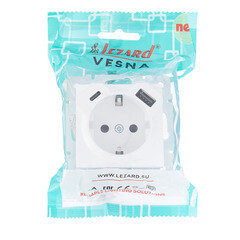 Розетка Lezard Vesna встраиваемая белая с USB-A/ Type-C (742-0288-181TC) - фото 3