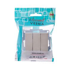 Выключатель Lezard Vesna трехклавишный встраиваемый крем (742-0388-109) - фото 3