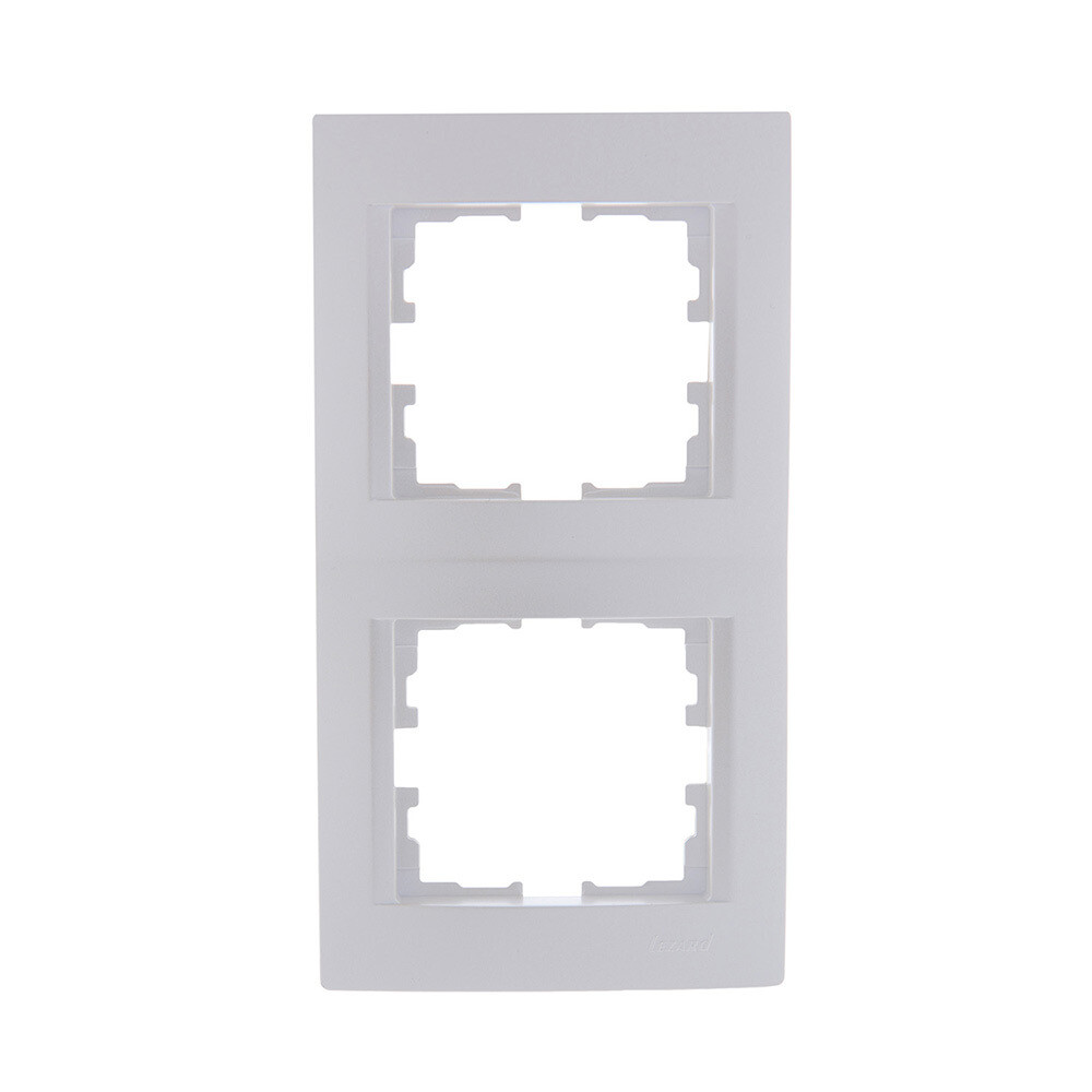 Изображение товара Рамка Lezard Karina двухместная жемчужно-белый перламутр для розеток
