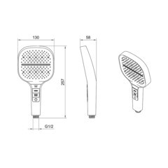 Лейка для душа Berges P2 130х130 мм 3 режима без шланга пластик черная матовая (070122) - фото 6