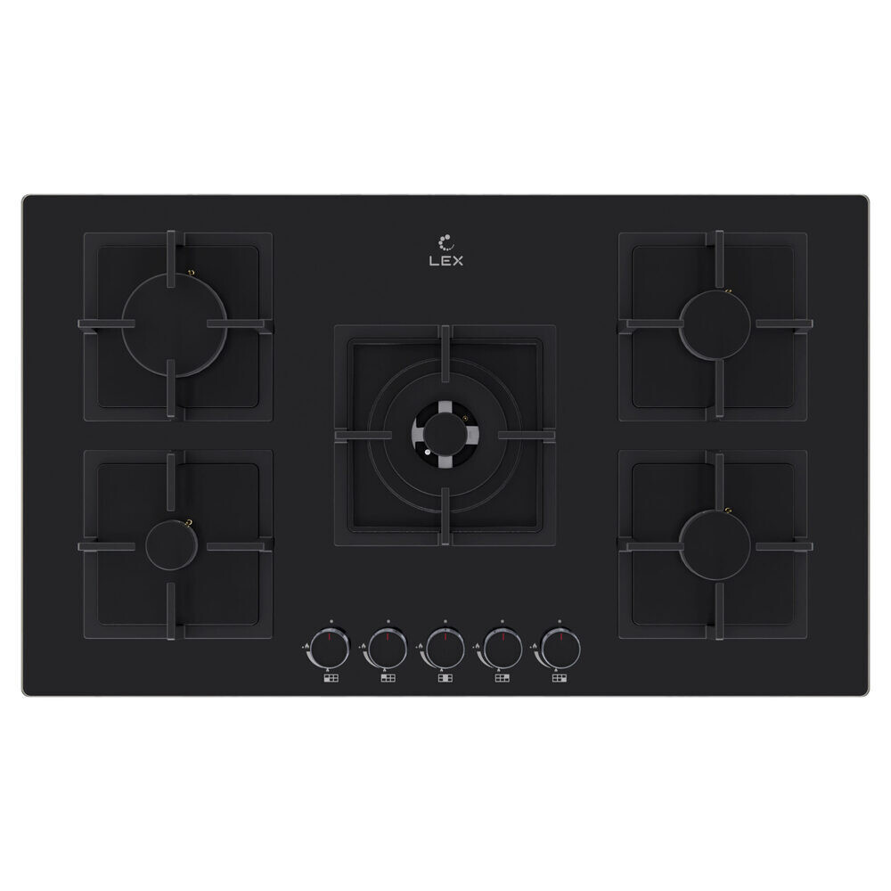 Изображение товара Варочная панель газовая Lex GVG 955 5 конфорок черная Изображение товара Варочная панель газовая Lex GVG 955 5 конфорок черная