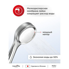 Лейка для душа Tokito Mitsu d100 мм 1 режим без шланга пластик хром (TOK-MIZU-1014) - фото 8