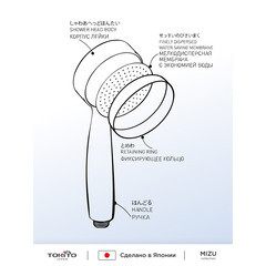 Лейка для душа Tokito Mitsu d100 мм 1 режим без шланга пластик хром (TOK-MIZU-1014) - фото 6