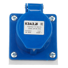 Розетка силовая угловая настенная КЭАЗ с заземлением 2Р+РЕ 16 А 220 В IP44 синяя (222746) - фото 2