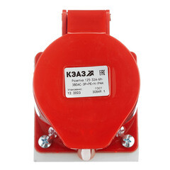 Розетка силовая угловая настенная КЭАЗ с заземлением 3Р+РЕ+N 32 А 380 В IP44 красная (222757) - фото 2