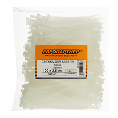 Стяжка кабельная Европартнер PRN 100х2,5 мм нейлоновая белая (500 шт.) (PP 0215 D) - фото 5