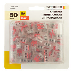 Клемма на 2 провода Stekker 0,14-4 кв.мм с рычажками без пасты (50 шт.) (49823) - фото 4