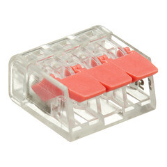 Изображение товара Клемма на 3 провода Stekker 0,14-4 кв.мм с рычажками без пасты (50 шт.) (49824)