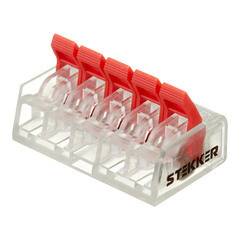 Клемма на 5 проводов Stekker 0,14-4 кв.мм с рычажками без пасты (20 шт.) (49825) - фото 2