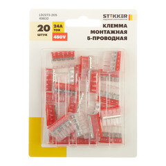 Клемма на 5 проводов Stekker 0,5-2,5 кв.мм самозажимная без пасты (20 шт.) (49832) - фото 4