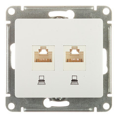 Изображение товара Розетка компьютерная Systeme Electric Glossa встраиваемая белая 2хRJ45 (GSL000185KK)