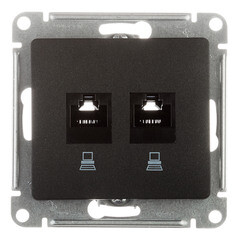 Изображение товара Розетка компьютерная Systeme Electric Glossa встраиваемая антрацит 2хRJ45 (GSL000785KK)