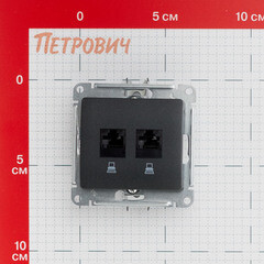 Розетка компьютерная Systeme Electric Glossa встраиваемая антрацит 2хRJ45 (GSL000785KK) - фото 2