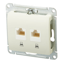 Розетка компьютерная Systeme Electric Glossa встраиваемая бежевая 2хRJ45 (GSL000285KK) - фото 2
