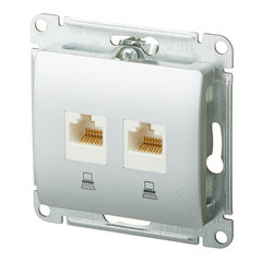 Розетка компьютерная Systeme Electric Glossa встраиваемая алюминий 2хRJ45 (GSL000385KK) - фото 4