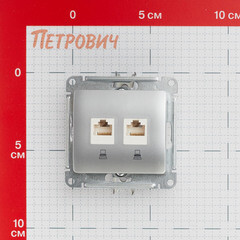 Розетка компьютерная Systeme Electric Glossa встраиваемая алюминий 2хRJ45 (GSL000385KK) - фото 3