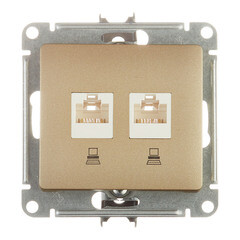 Розетка компьютерная Systeme Electric Glossa встраиваемая титан 2хRJ45 (GSL000485KK) - фото 1