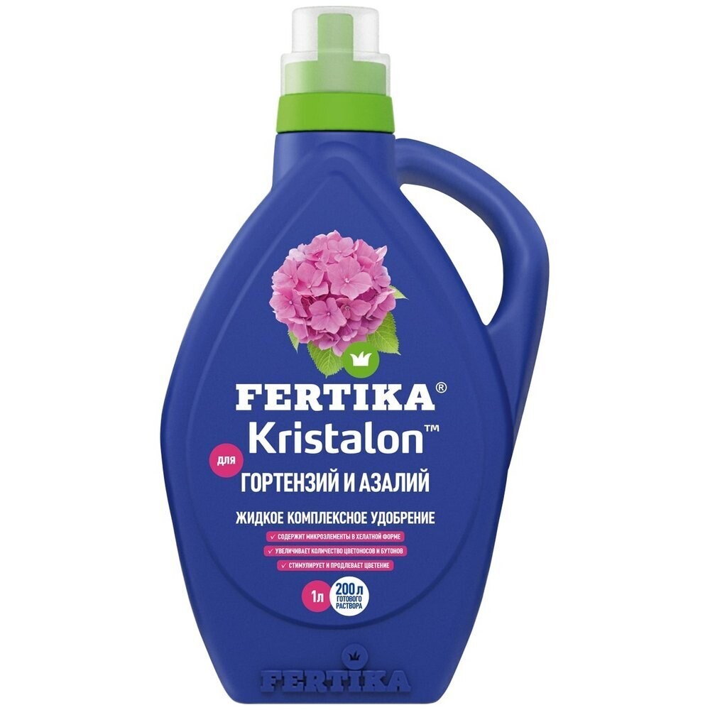 Изображение товара Жидкое удобрение для гортензий и азалий Кристалон Fertika 1л для яркого цветения и здоровья растени