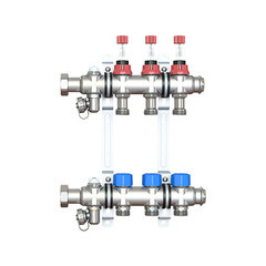 Коллекторная группа с расходомерами Elsen 1 ВР(г) х 3 выхода 3/4 НР(ш) ЕК х 1 ВР(г) - фото 2