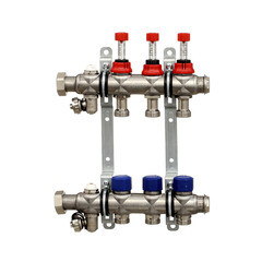 Коллекторная группа с расходомерами Elsen 1 ВР(г) х 3 выхода 3/4 НР(ш) ЕК х 1 ВР(г) - фото 1