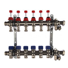 Коллекторная группа с расходомерами Elsen 1 ВР(г) х 6 выходов 3/4 НР(ш) ЕК х 1 ВР(г) - фото 1