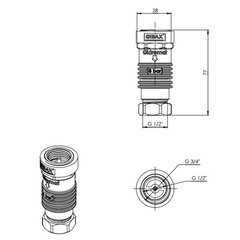 Компенсатор гидроударов Gibax 3/4 НР(ш) х 1/2 ВР(г) 8 бар (G0010) - фото 3