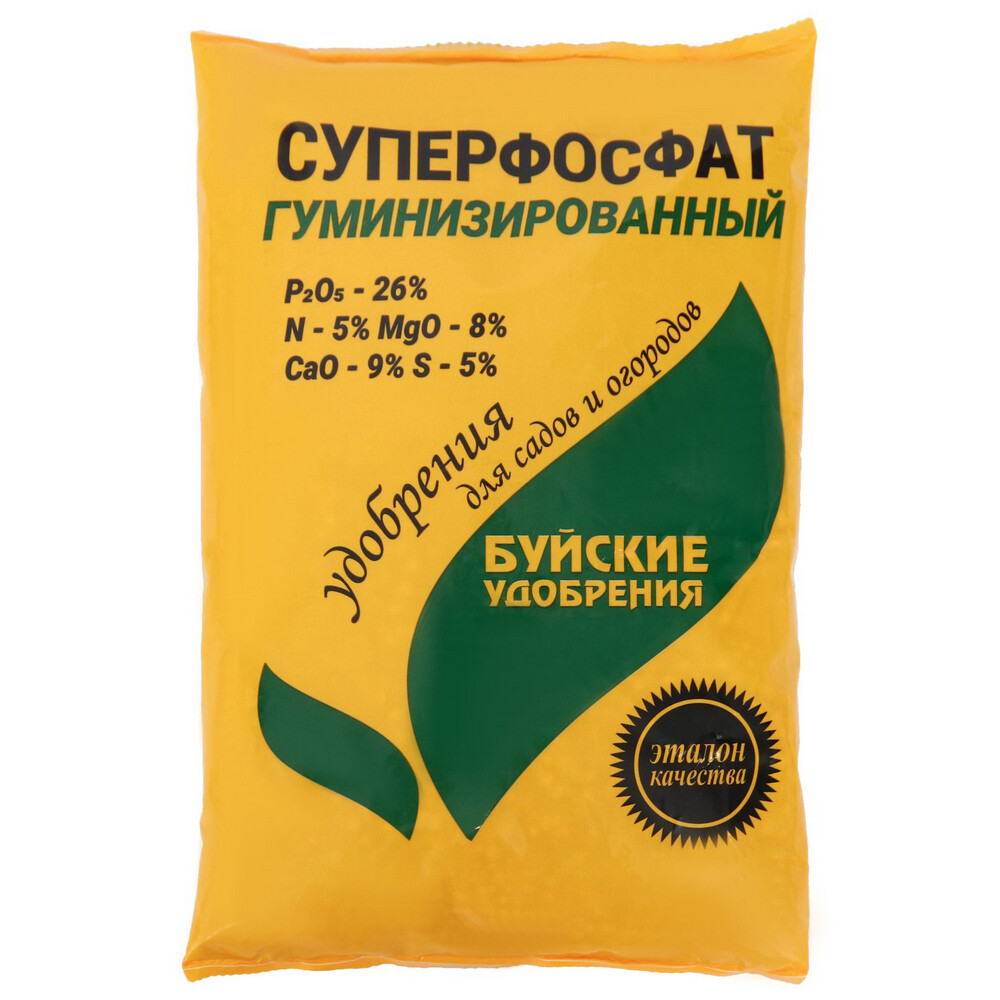 Изображение товара Удобрение минеральное сухое универсальное Суперфосфат гуминизированный Буйские удобрения 0,9 кг