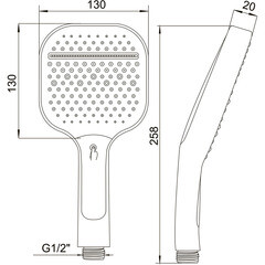 Лейка для душа ARGOtech Petra 130х130 мм 3 режима без шланга пластик хром/черная (AGD 20.1315 B) - фото 6