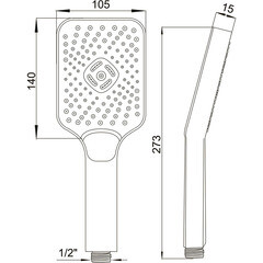 Лейка для душа ARGOtech Pulsar 140х105 мм 3 режима без шланга пластик хром/черная (AGD 20.1317 B) - фото 6