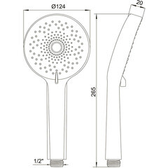 Лейка для душа ARGOtech Tracy d125 мм 3 режима без шланга пластик хром/черная (AGD 20.1318 B) - фото 6