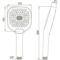 Лейка для душа ARGOtech Vista 120х120 мм 3 режима без шланга пластик хром/черная (AGD 20.1322 B) - фото 6
