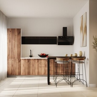 Дуб табачный/черный глянец