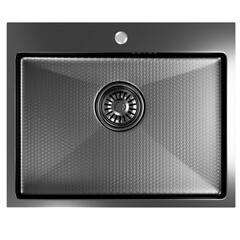 Мойка для кухни Mixline Pro 53х43х22 см врезная с сифоном сталь нано соты графит (552935) - фото 5