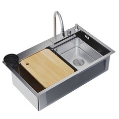 Мойка для кухни Mixline Pro 75х46х22 см врезная многофункциональная сталь сатин (552103) - фото 3