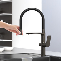 Смеситель для кухни Tokito Mitsuishi графит с гибким изливом с подключением к фильтру однорычажный (TOK-MIT-1012GM) - фото 12