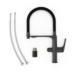 Смеситель для кухни Tokito Mitsuishi графит с гибким изливом с подключением к фильтру однорычажный (TOK-MIT-1012GM) - фото 10