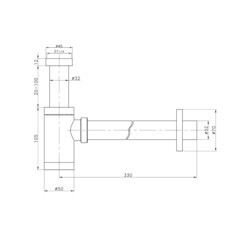 Сифон для раковины Tokito 1 1/4х50 мм без выпуска с соединением 32 мм хром (TOK-SHI-L32CH) - фото 6