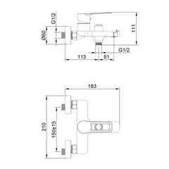 Смеситель для ванны Tokito Kobe графит однорычажный с коротким изливом с лейкой (TOK-KOB-1014) - фото 11