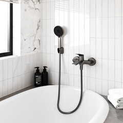 Смеситель для ванны Tokito Mitsuishi графит однорычажный с коротким изливом с лейкой (TOK-MIT-1014GM) - фото 11