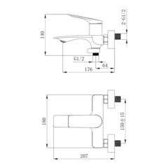 Смеситель для ванны Tokito Mitsuishi графит однорычажный с коротким изливом с лейкой (TOK-MIT-1014GM) - фото 10