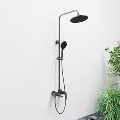 Душевая система Tokito Mitsuishi с верхним душем с лейкой с изливом графит (TOK-RAI-1017GM) - фото 15