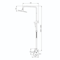 Душевая система Tokito Mitsuishi с верхним душем с лейкой с изливом графит (TOK-RAI-1017GM) - фото 14